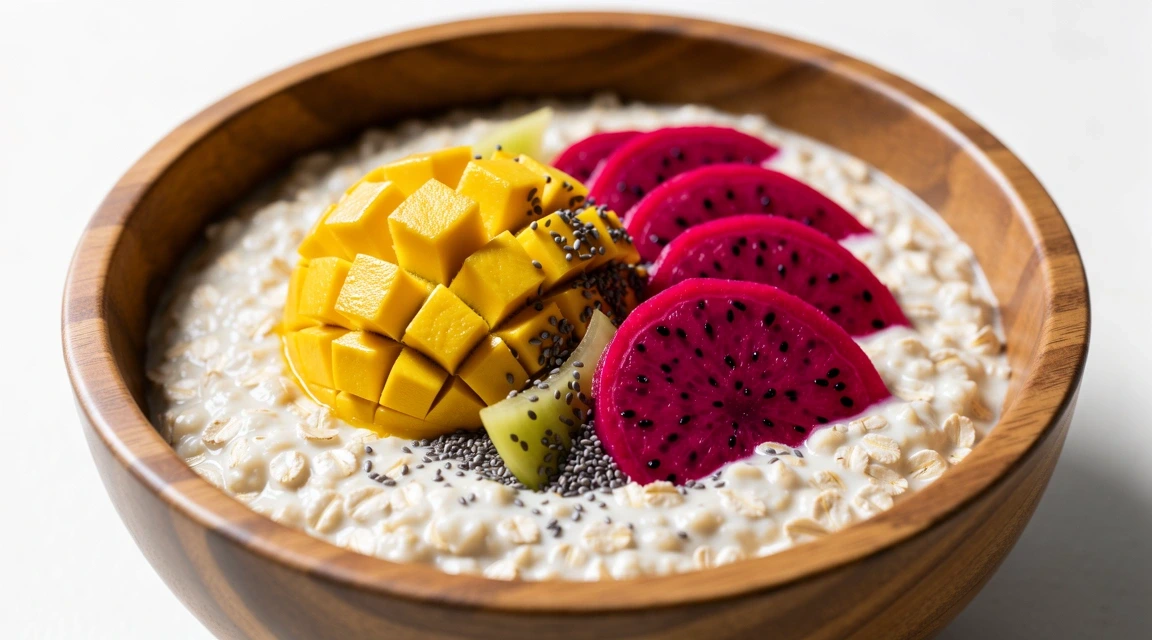 Avena trasnochada con frutas tropicales